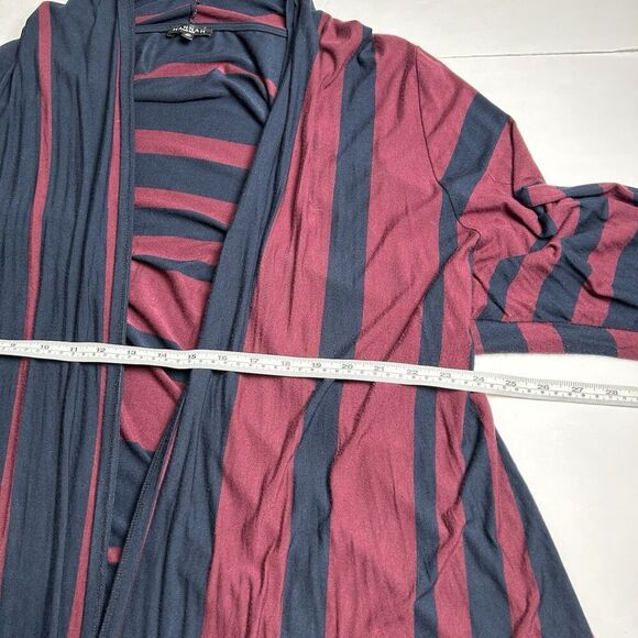 Hannah Plus Size Women’s Striped Cardigan Maroon Navy Size 3x - Picture 5 of 7